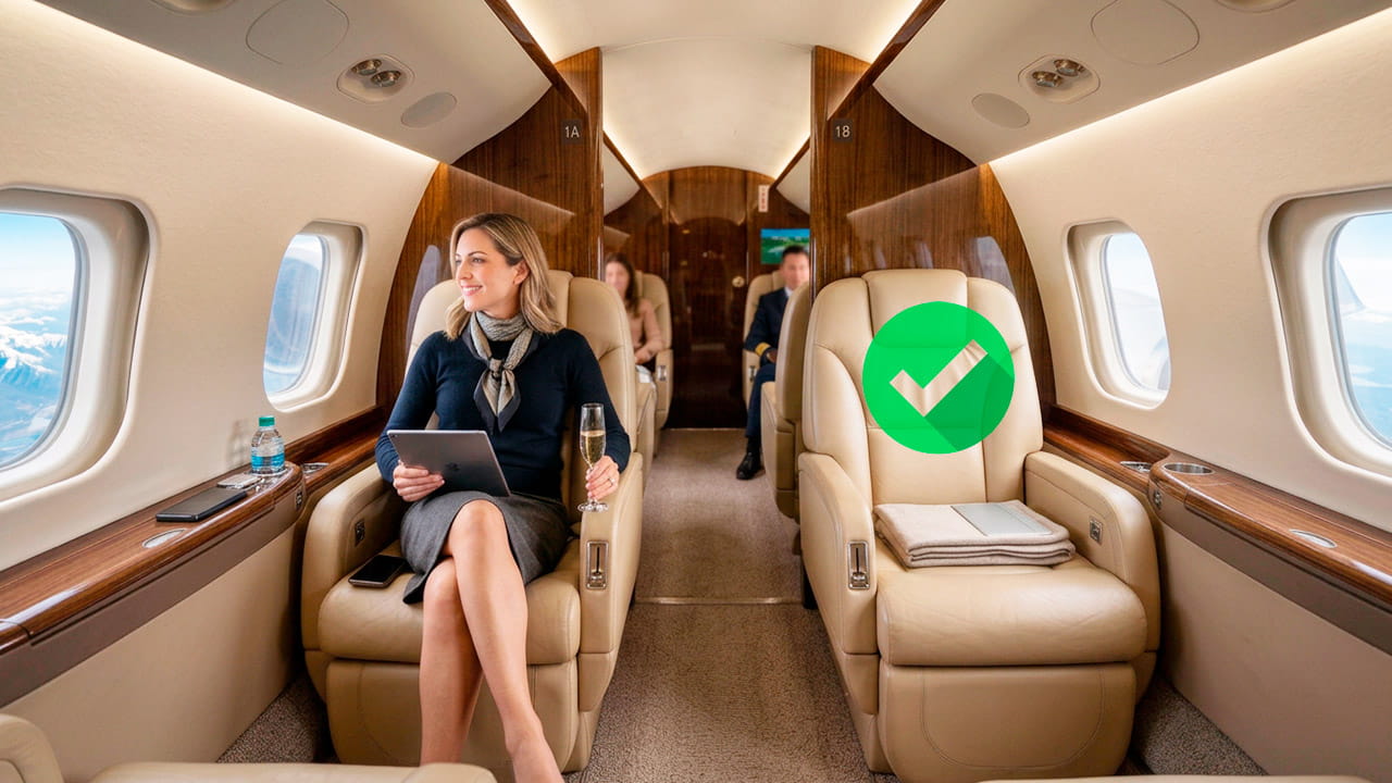 Jato executivo com lugar vazio indicando Empty Leg (trecho vazio)